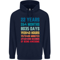 22nd Birthday 22 Year Old Mens 80% Cotton Hoodie Navy Blue
