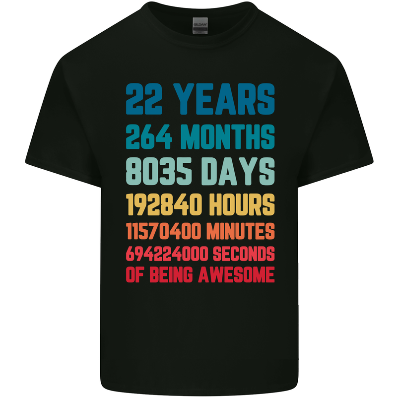 22nd Birthday 22 Year Old Mens Cotton T-Shirt Tee Top Black