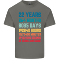 22nd Birthday 22 Year Old Mens Cotton T-Shirt Tee Top Charcoal
