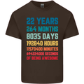 22nd Birthday 22 Year Old Mens Cotton T-Shirt Tee Top Dark Chocolate