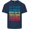 22nd Birthday 22 Year Old Mens Cotton T-Shirt Tee Top Navy Blue