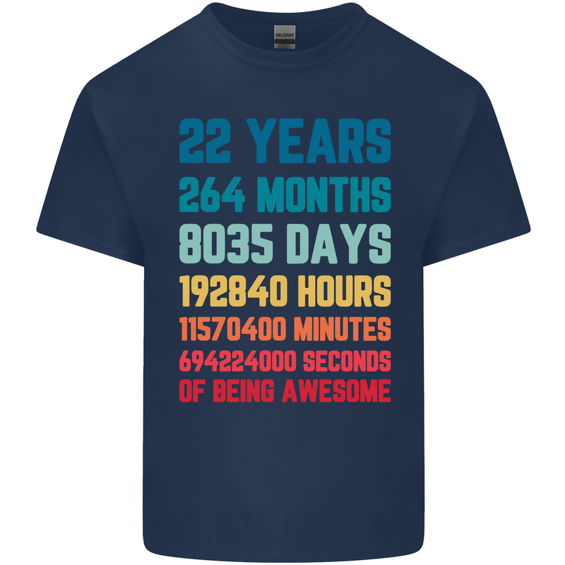 22nd Birthday 22 Year Old Mens Cotton T-Shirt Tee Top Navy Blue