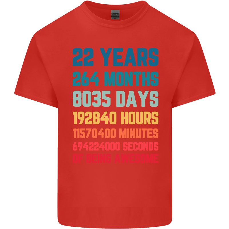 22nd Birthday 22 Year Old Mens Cotton T-Shirt Tee Top Red