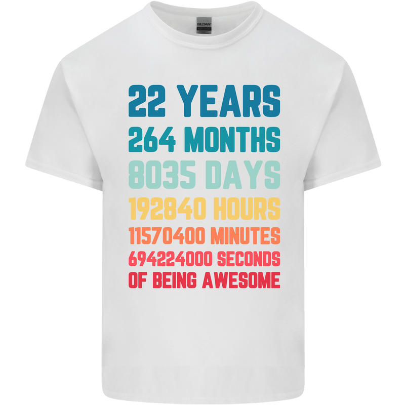 22nd Birthday 22 Year Old Mens Cotton T-Shirt Tee Top White