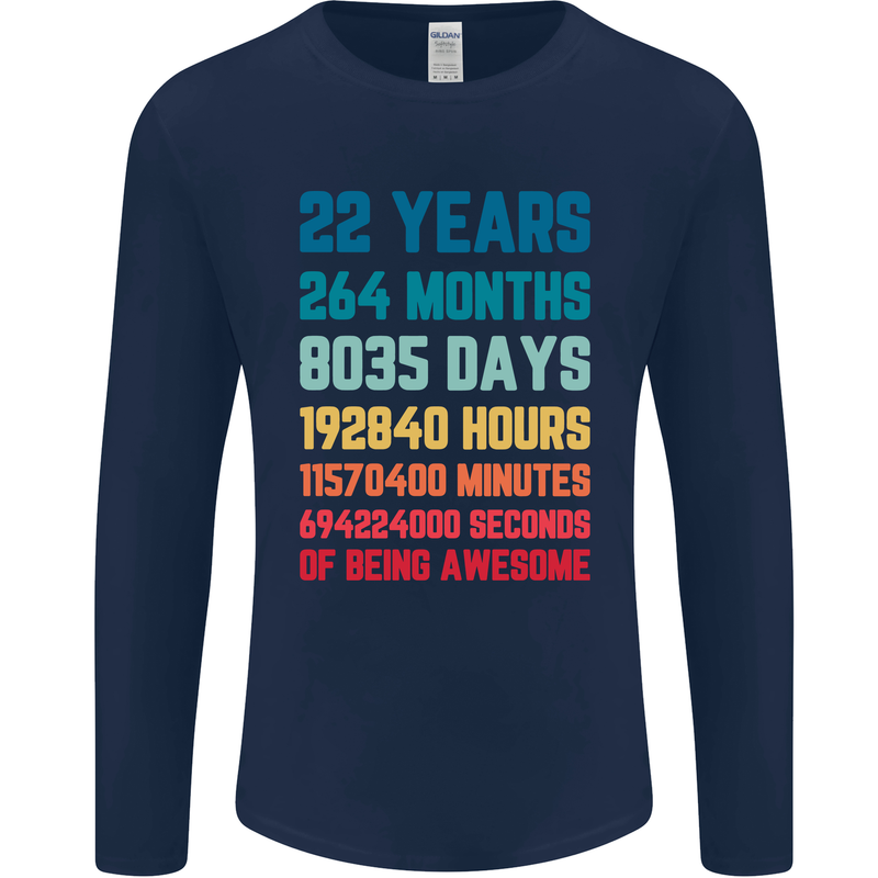 22nd Birthday 22 Year Old Mens Long Sleeve T-Shirt Navy Blue