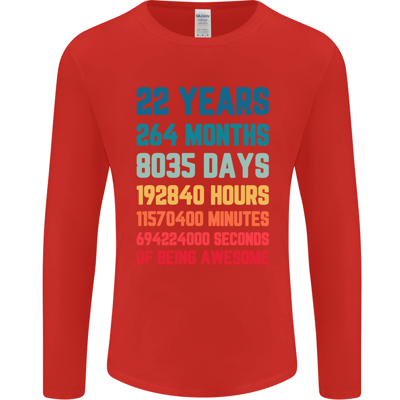 22nd Birthday 22 Year Old Mens Long Sleeve T-Shirt Red
