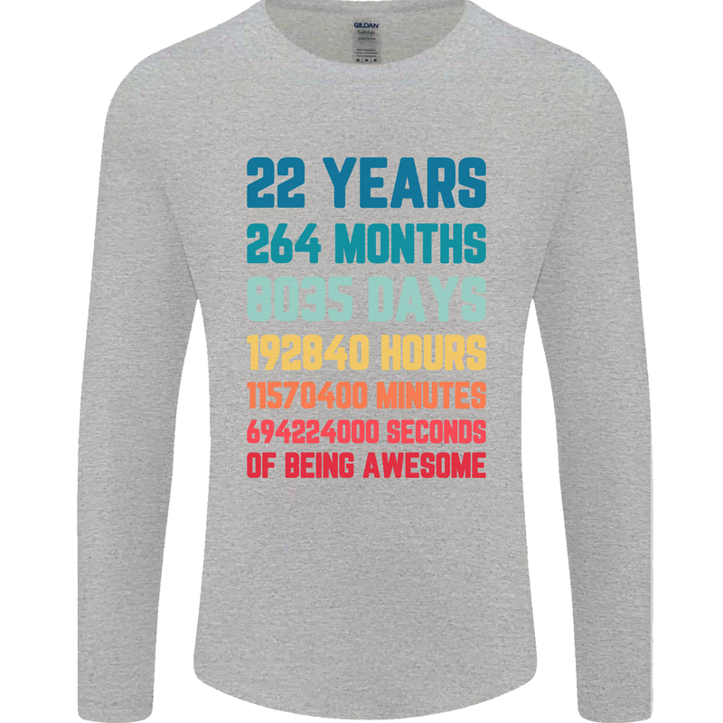 22nd Birthday 22 Year Old Mens Long Sleeve T-Shirt Sports Grey
