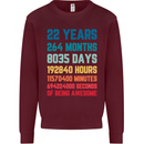 22nd Birthday 22 Year Old Mens Sweatshirt Jumper Maroon