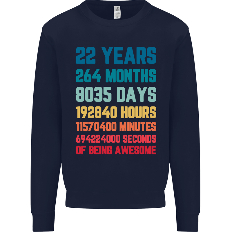 22nd Birthday 22 Year Old Mens Sweatshirt Jumper Navy Blue