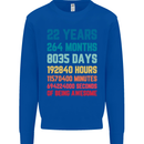 22nd Birthday 22 Year Old Mens Sweatshirt Jumper Royal Blue