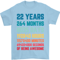 22nd Birthday 22 Year Old Mens T-Shirt 100% Cotton Light Blue