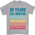 22nd Birthday 22 Year Old Mens T-Shirt 100% Cotton Sports Grey