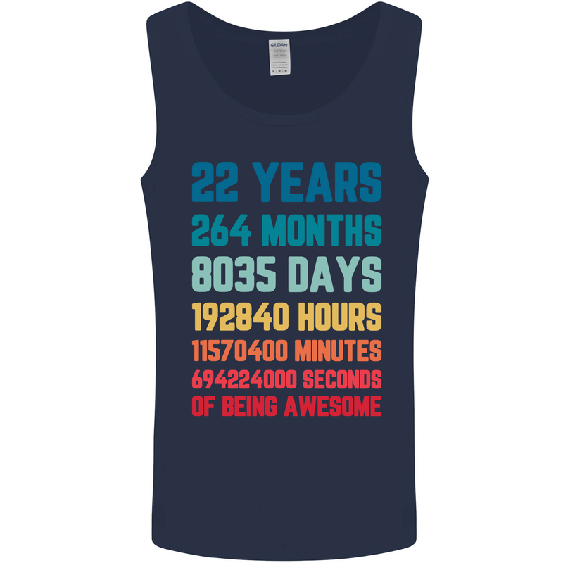 22nd Birthday 22 Year Old Mens Vest Tank Top Navy Blue
