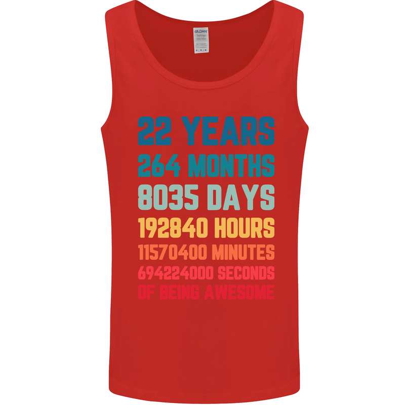 22nd Birthday 22 Year Old Mens Vest Tank Top Red