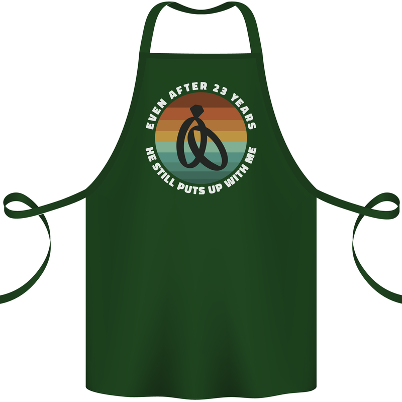 23 Year Wedding Anniversary 23rd Marriage Cotton Apron 100% Organic Forest Green