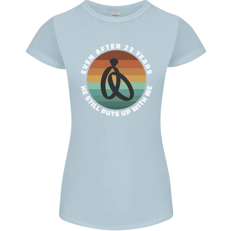 23 Year Wedding Anniversary 23rd Marriage Womens Petite Cut T-Shirt Light Blue