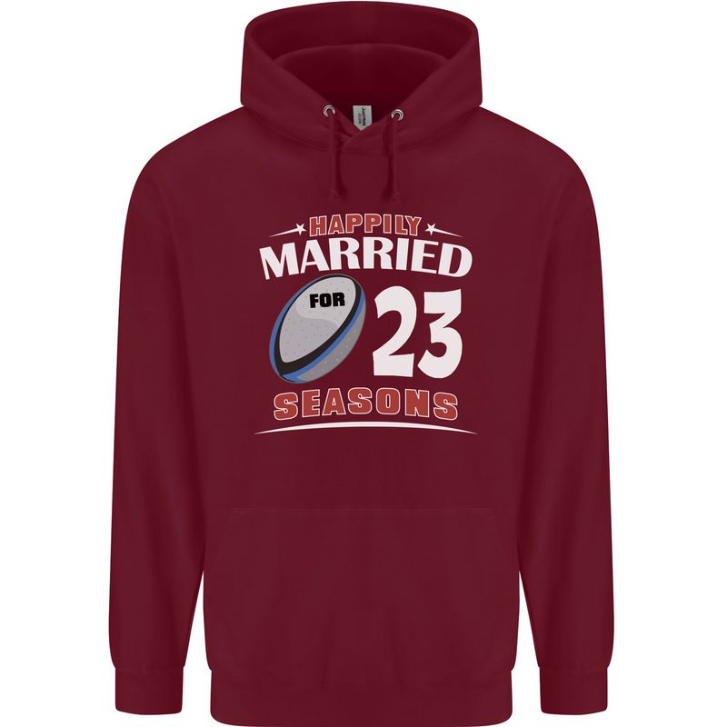 23 Year Wedding Anniversary 23rd Rugby Mens 80% Cotton Hoodie Maroon