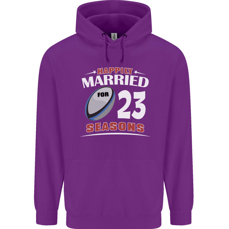23 Year Wedding Anniversary 23rd Rugby Mens 80% Cotton Hoodie Purple