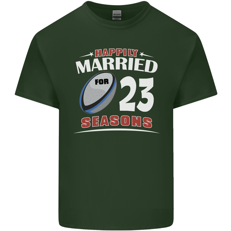 23 Year Wedding Anniversary 23rd Rugby Mens Cotton T-Shirt Tee Top Forest Green