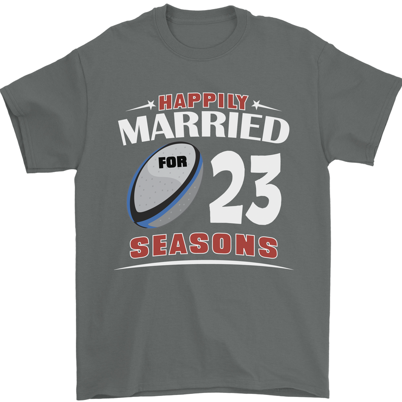 23 Year Wedding Anniversary 23rd Rugby Mens T-Shirt 100% Cotton Charcoal