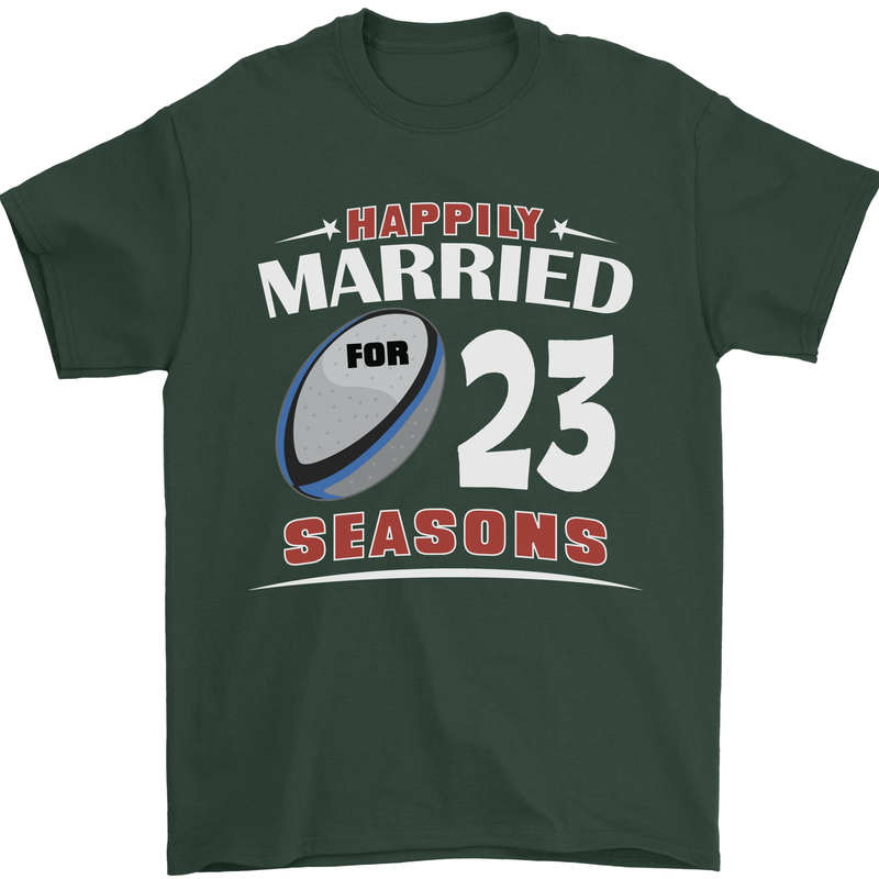 23 Year Wedding Anniversary 23rd Rugby Mens T-Shirt 100% Cotton Forest Green