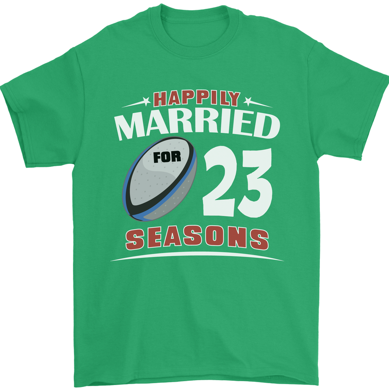 23 Year Wedding Anniversary 23rd Rugby Mens T-Shirt 100% Cotton Irish Green