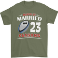 23 Year Wedding Anniversary 23rd Rugby Mens T-Shirt 100% Cotton Military Green