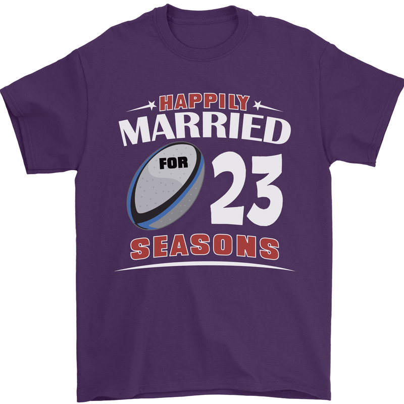 23 Year Wedding Anniversary 23rd Rugby Mens T-Shirt 100% Cotton Purple