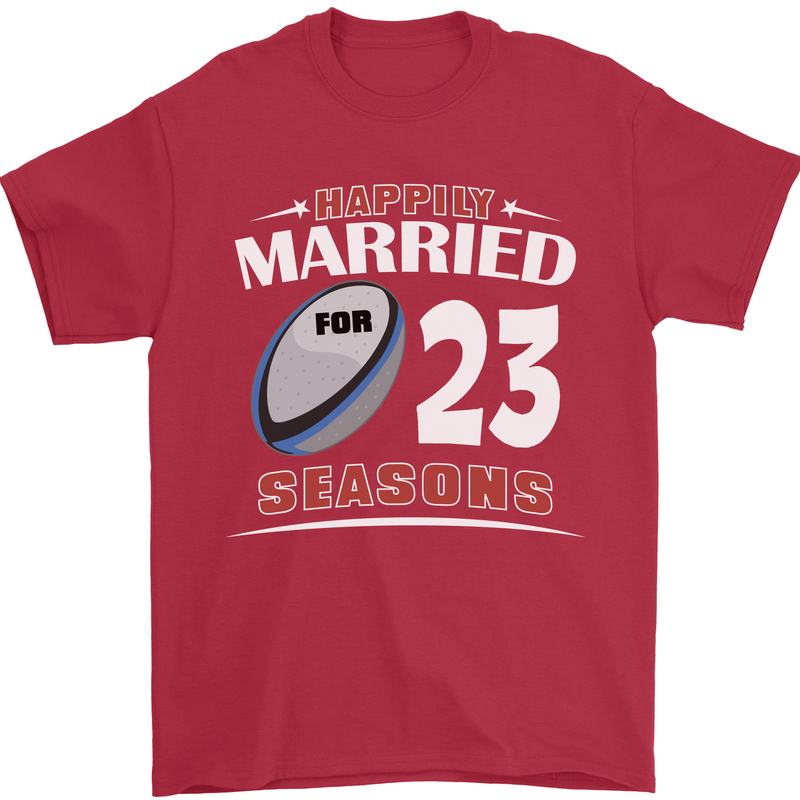 23 Year Wedding Anniversary 23rd Rugby Mens T-Shirt 100% Cotton Red