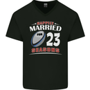 23 Year Wedding Anniversary 23rd Rugby Mens V-Neck Cotton T-Shirt Black