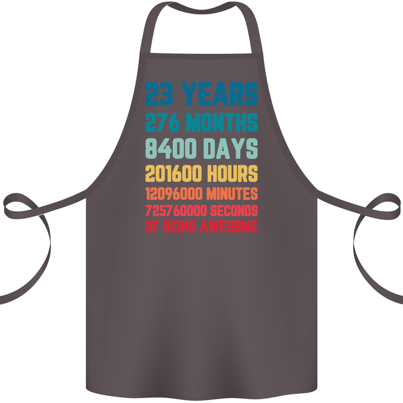 23rd Birthday 23 Year Old Cotton Apron 100% Organic Dark Grey
