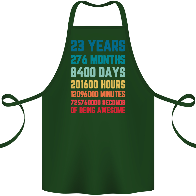 23rd Birthday 23 Year Old Cotton Apron 100% Organic Forest Green