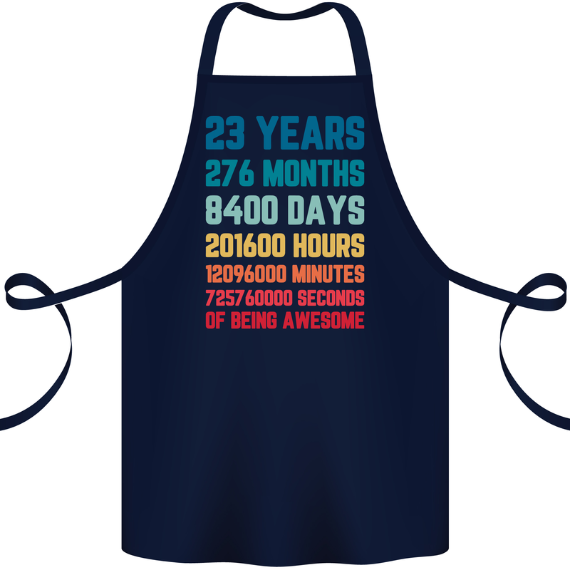 23rd Birthday 23 Year Old Cotton Apron 100% Organic Navy Blue
