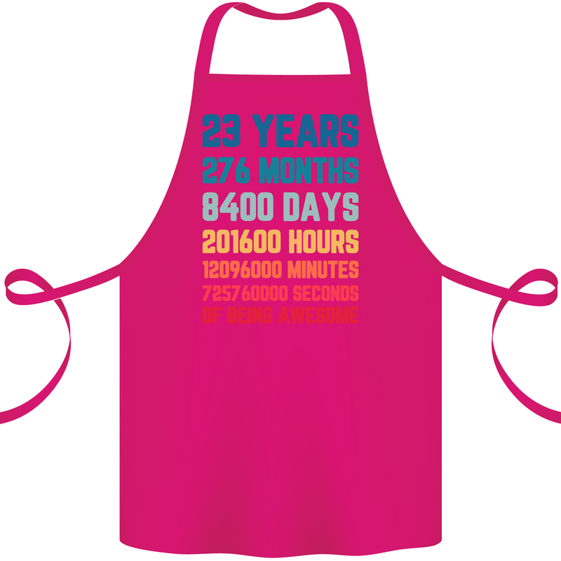 23rd Birthday 23 Year Old Cotton Apron 100% Organic Pink