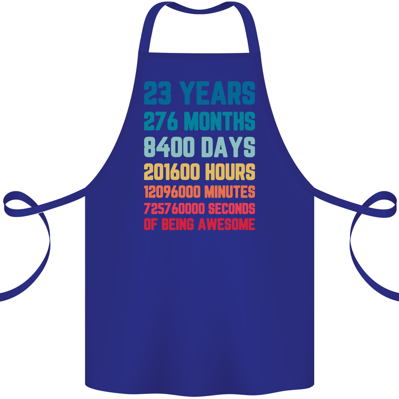 23rd Birthday 23 Year Old Cotton Apron 100% Organic Royal Blue