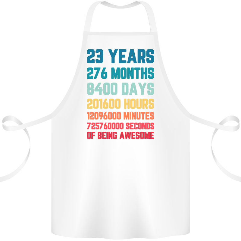 23rd Birthday 23 Year Old Cotton Apron 100% Organic White