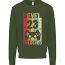 23rd Birthday 23 Year Old Level Up Gamming Mens Sweatshirt Jumper Forest Green
