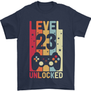 23rd Birthday 23 Year Old Level Up Gamming Mens T-Shirt 100% Cotton Navy Blue