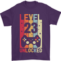 23rd Birthday 23 Year Old Level Up Gamming Mens T-Shirt 100% Cotton Purple