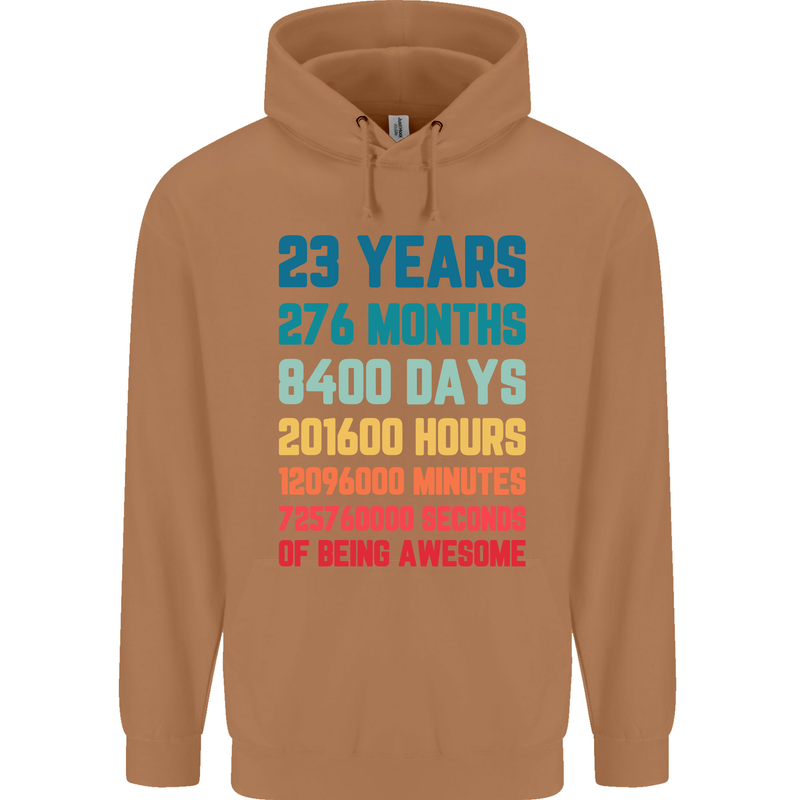 23rd Birthday 23 Year Old Mens 80% Cotton Hoodie Caramel Latte