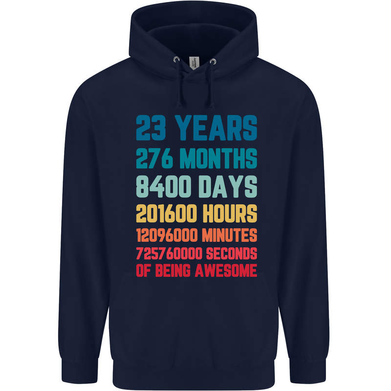 23rd Birthday 23 Year Old Mens 80% Cotton Hoodie Navy Blue