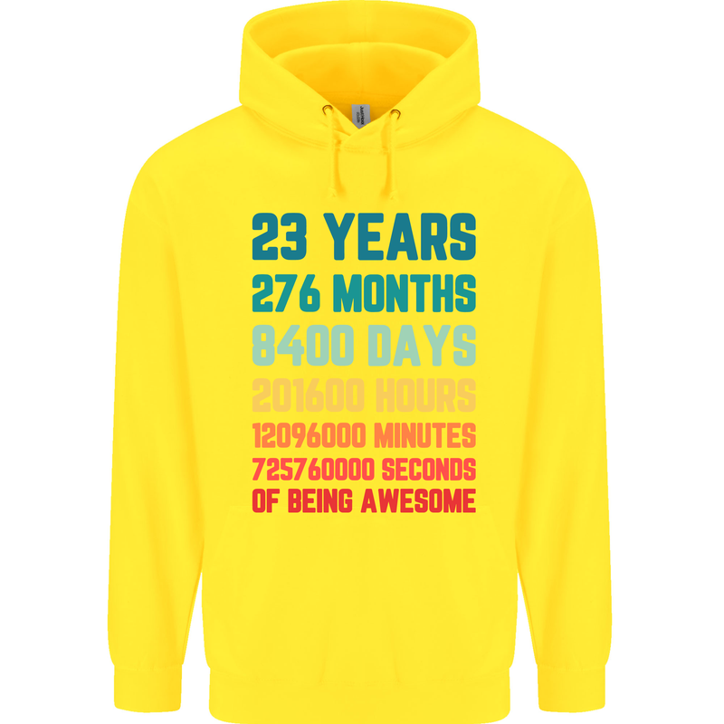 23rd Birthday 23 Year Old Mens 80% Cotton Hoodie Yellow