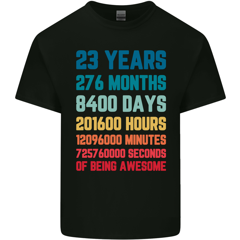 23rd Birthday 23 Year Old Mens Cotton T-Shirt Tee Top Black