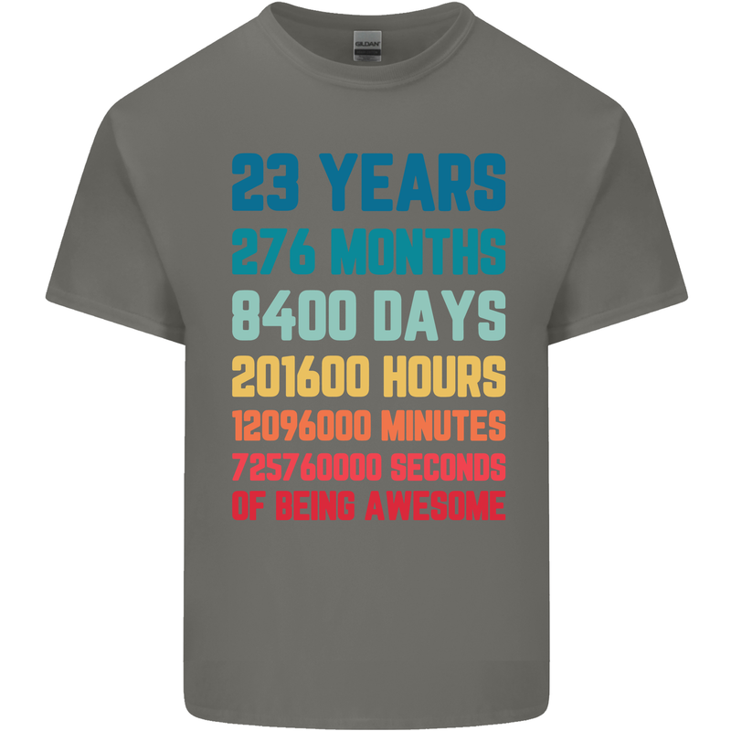 23rd Birthday 23 Year Old Mens Cotton T-Shirt Tee Top Charcoal