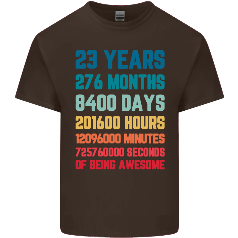 23rd Birthday 23 Year Old Mens Cotton T-Shirt Tee Top Dark Chocolate