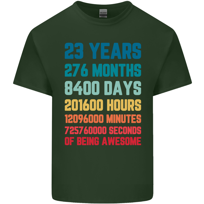 23rd Birthday 23 Year Old Mens Cotton T-Shirt Tee Top Forest Green
