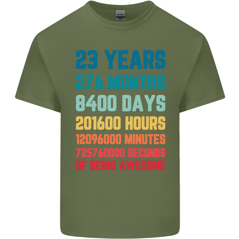 23rd Birthday 23 Year Old Mens Cotton T-Shirt Tee Top Military Green