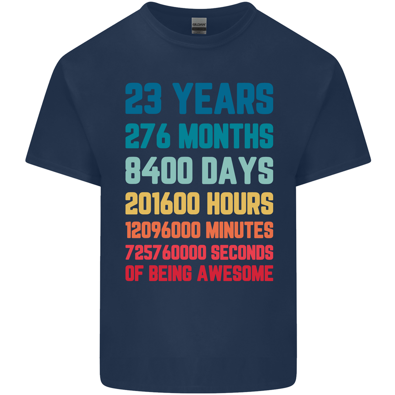 23rd Birthday 23 Year Old Mens Cotton T-Shirt Tee Top Navy Blue