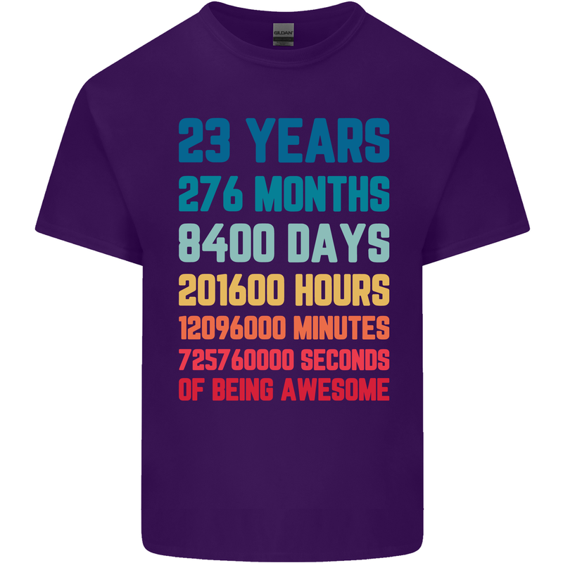 23rd Birthday 23 Year Old Mens Cotton T-Shirt Tee Top Purple