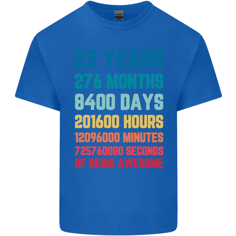 23rd Birthday 23 Year Old Mens Cotton T-Shirt Tee Top Royal Blue